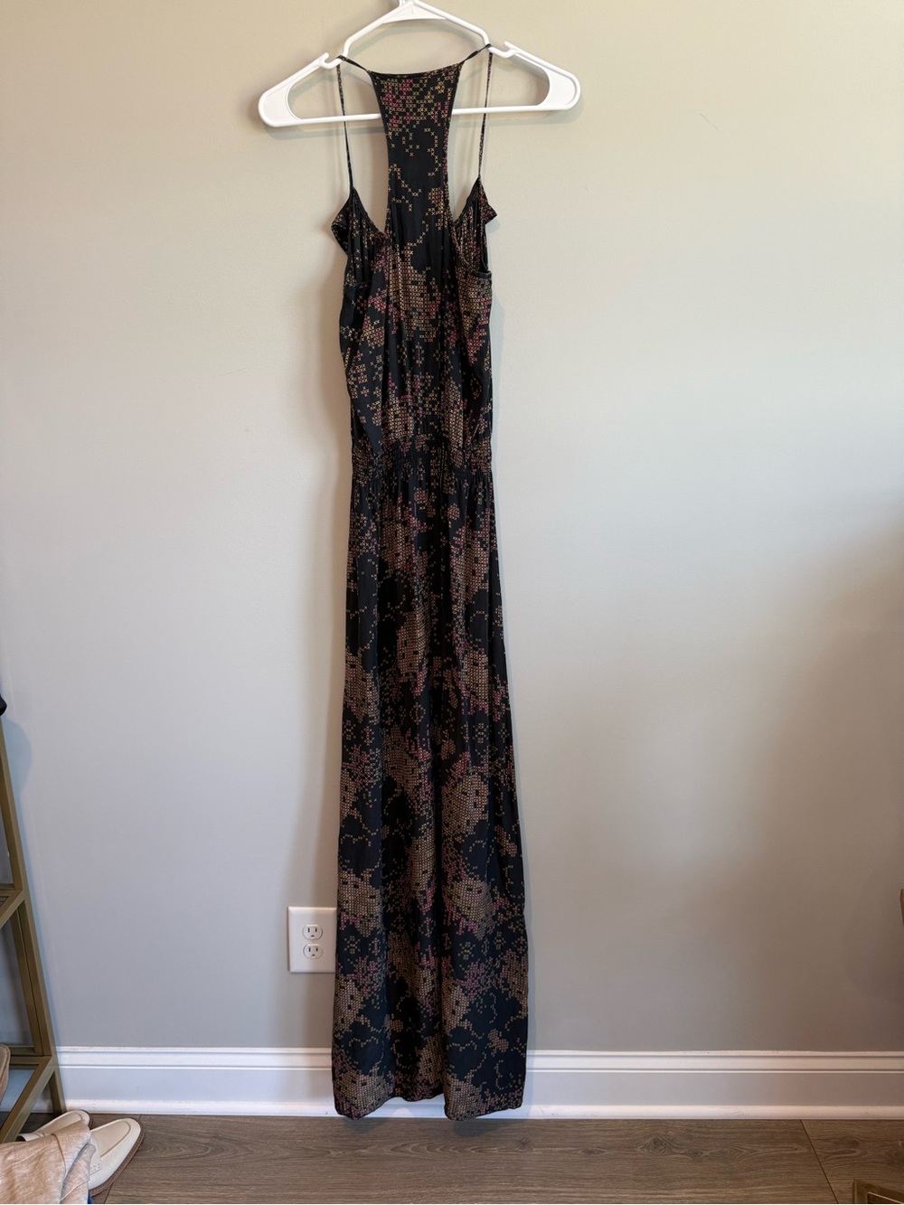 Parker Black Floral-Print Silk Maxi Dress Size Medium - Picture 7 of 12
